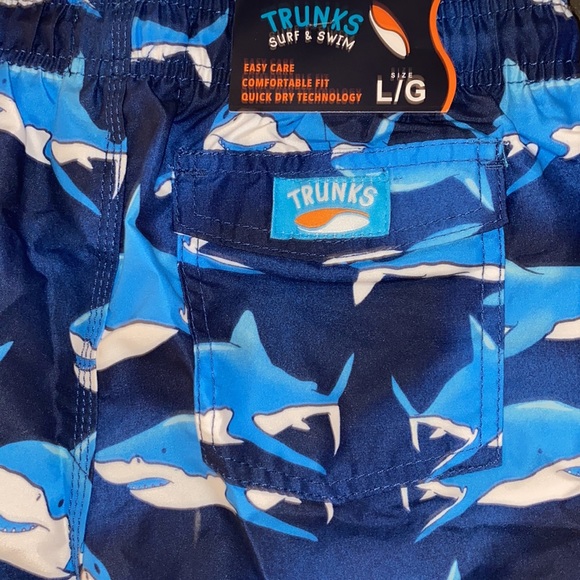NEW Boys SWIM Shark trunks size L Blue Surf & Swim Shorts - Picture 11 of 11